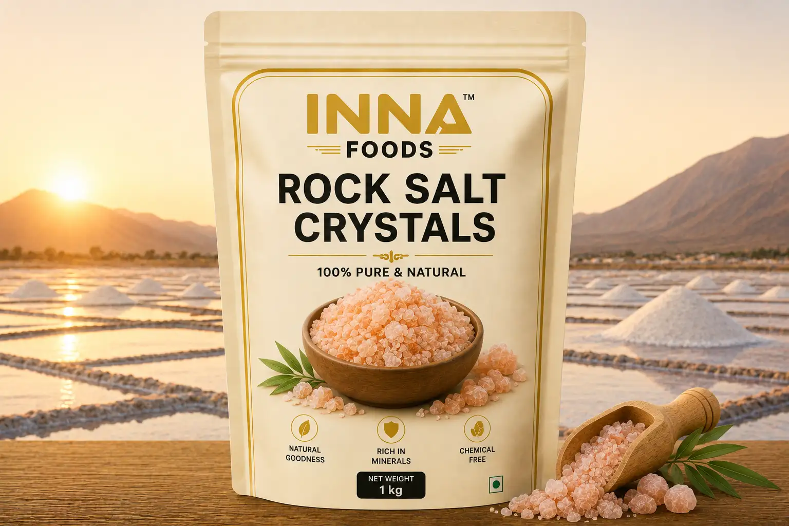 INNA Food  Organic Rock  Crystals Salt 1kg