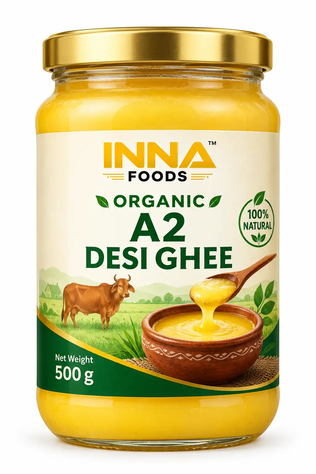 INNA FOODS Organic A2 Desi Ghee 500 gm
