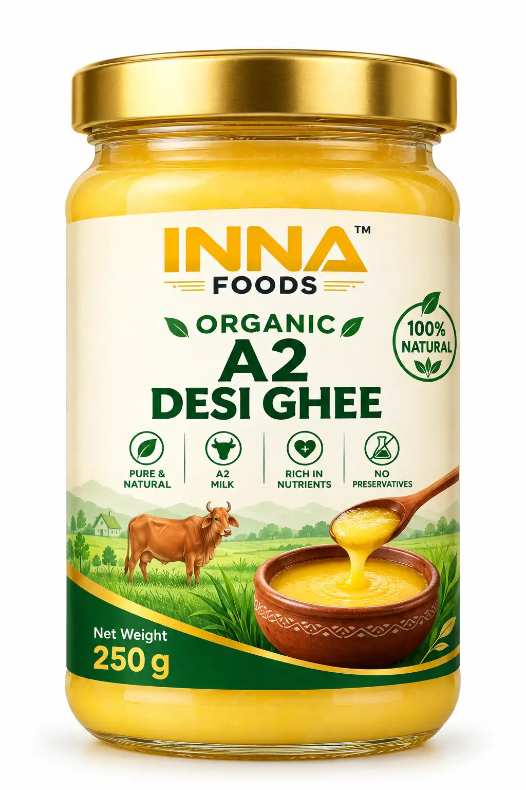 INNA FOODS Organic A2 Desi Ghee 250gm